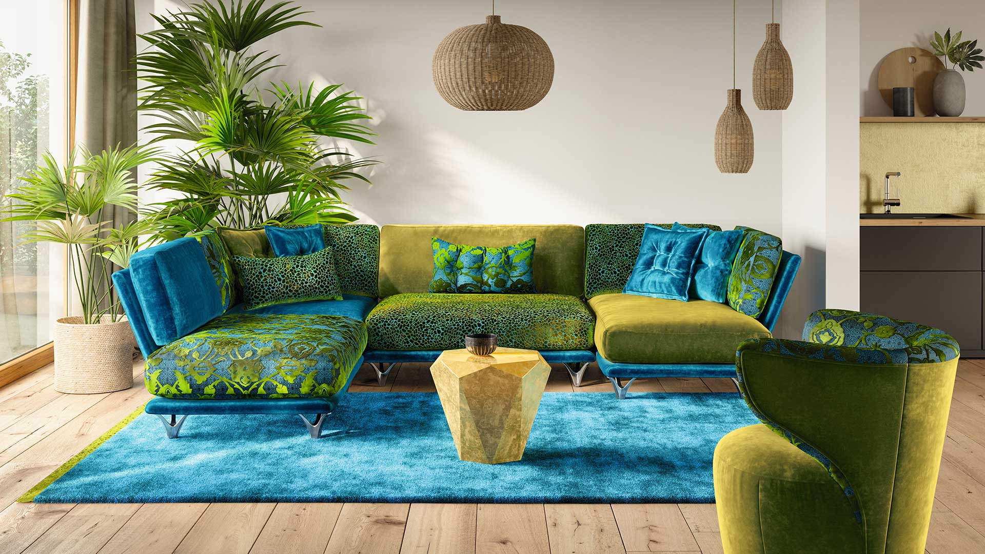 Extravagantes Sofa im typischen Bretz Design: Sofa Napali – Hölzlwimmer Möbel GmbH