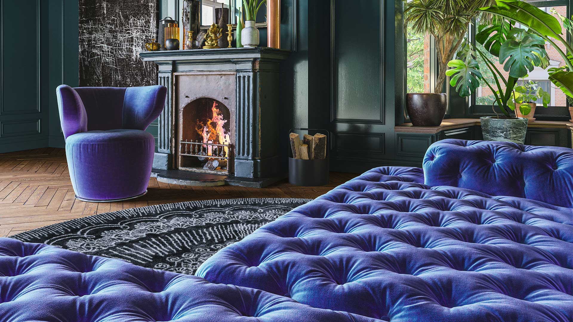 couchgarnitur-couch-sofa-stoff-velours-gesteppt-knopf-lila-blau-bodentief-sessel-bretz