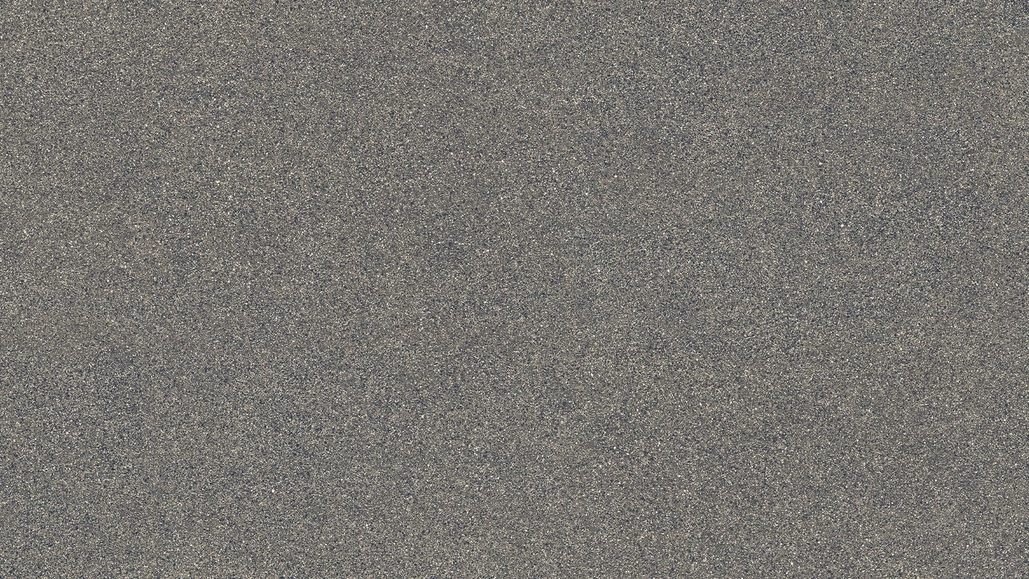 Keramik Arbeitsplatte in einer grau-grün-weiss fein gepunkteter Optik in der Farbe Seminato Nero.