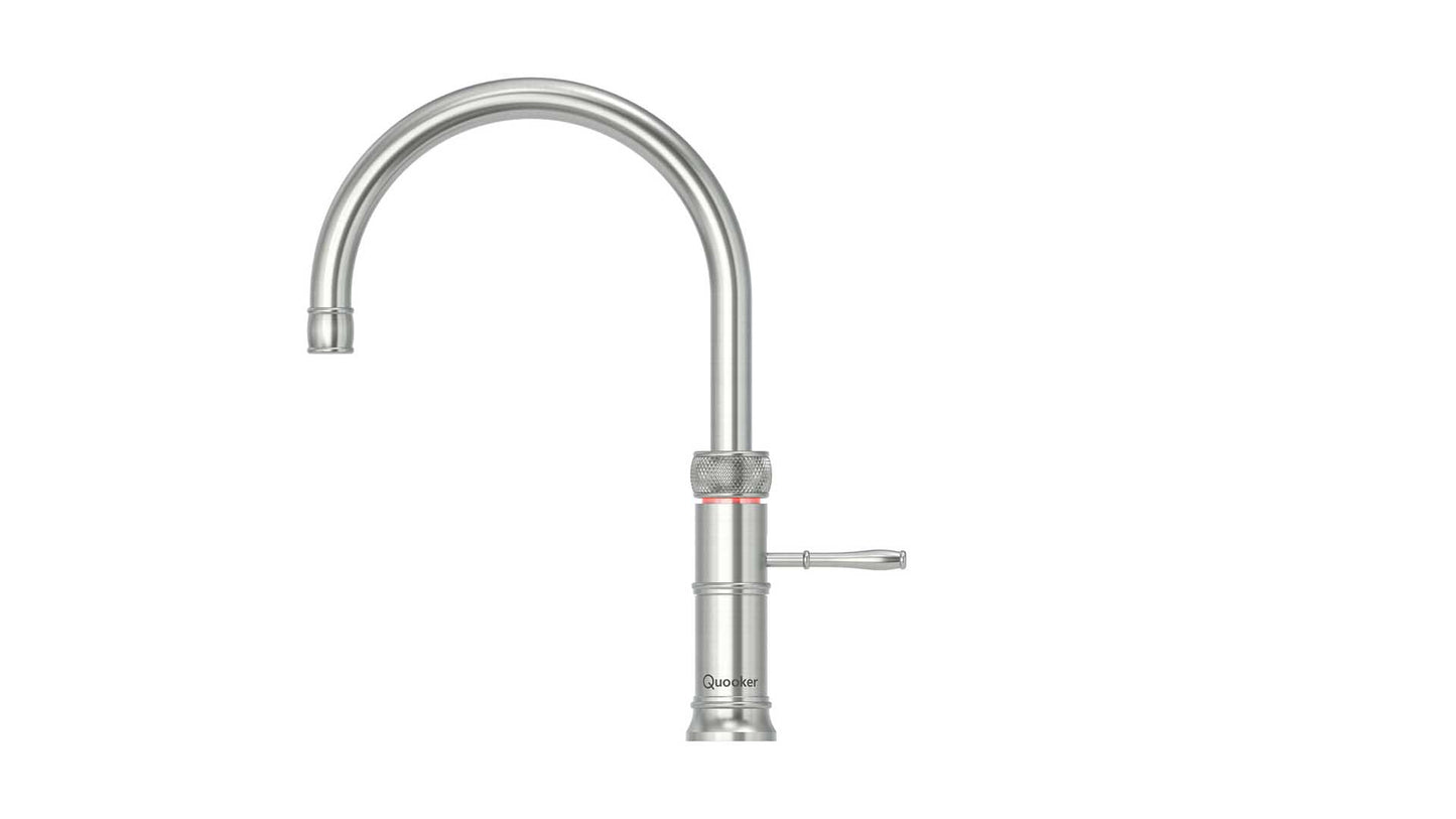 Quooker Fusion Classic in der Variante Round aus Edelstahl.