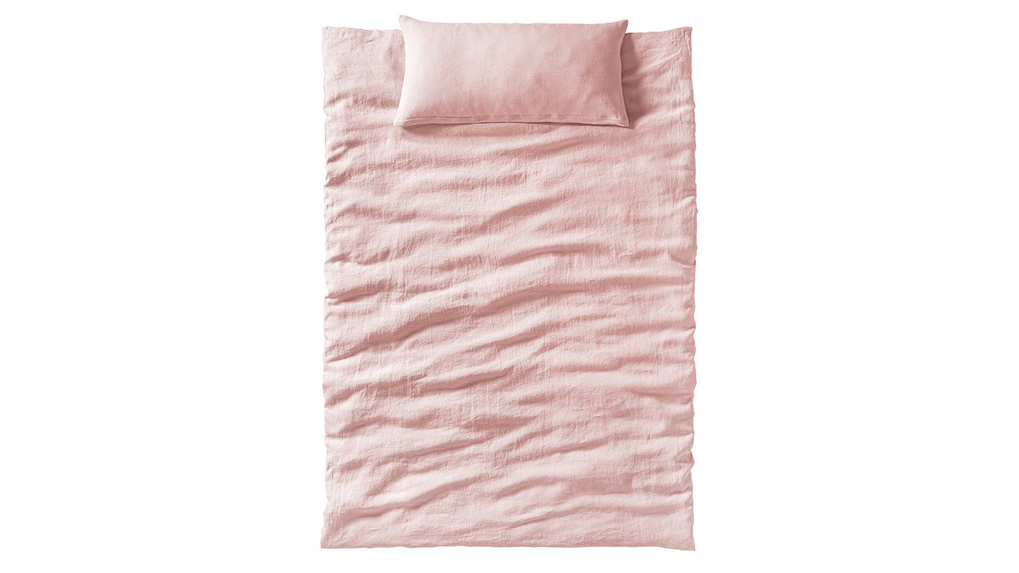 Bettwäsche aus Hanf in rosa.