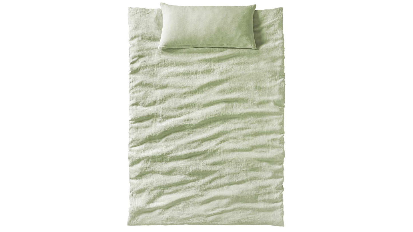 Bettwäsche aus Hanf in grün.
