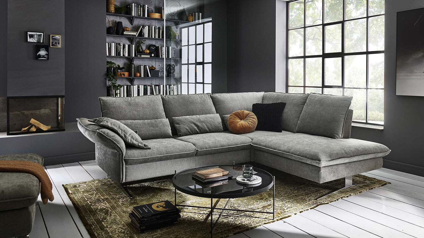 Big Sofa mit verstellbarer Rückenlehne in dunkelgrauem Stoff
