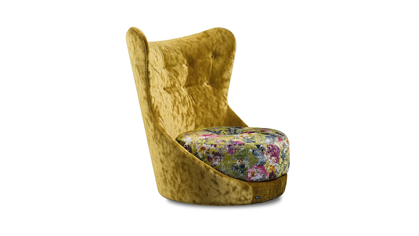 sessel-bretz-stoff-velours-gelb-gold-chesterfieldheftung-ruecken-drehbar-sitzkissen-gemustert-blumenmuster-herausnehmbar-bodentief