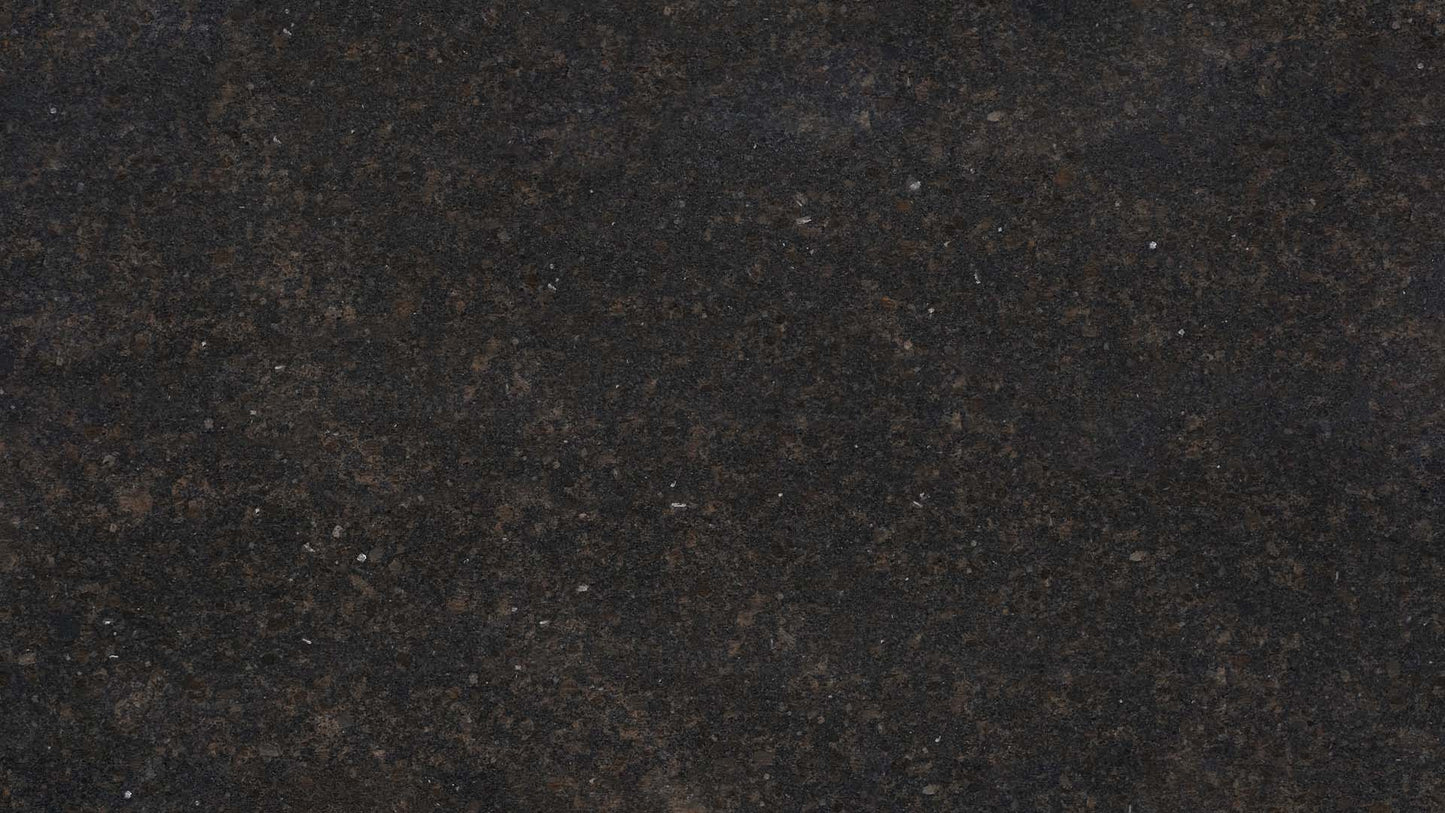 Naturstein Küchenarbeitsplatte in dunklebraunem Gesamteindruck mit schwarz-brauner Musterung in poliert oder mattem leather look in der Farbe Coffee Brown.